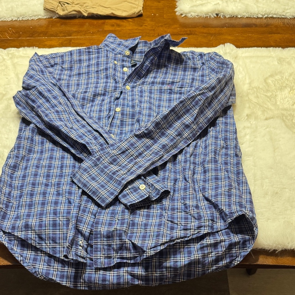 Ralph Lauren Blue Checkered Button-Down Shirt